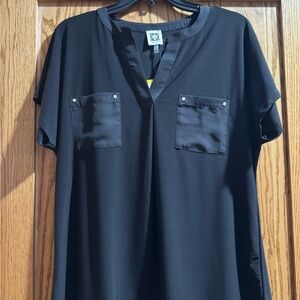 Anne Klein Black Blouse with Pockets
